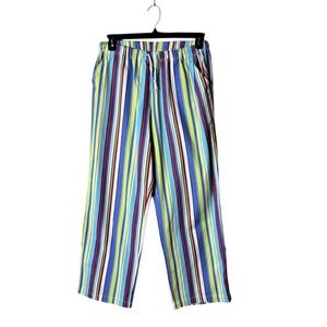 Hannah Anderson Womens Rainbow Pull Pants Large Wide Leg Bohemian Leisure